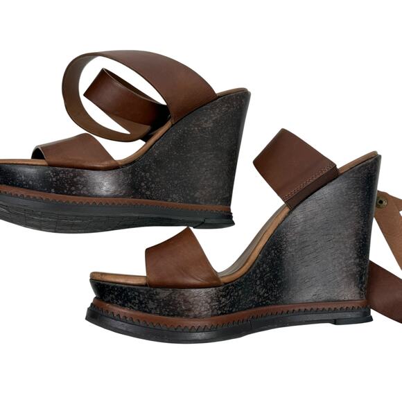 Diane Von Furstenberg Omni Ankle Wrap Platform Wedge Sandals Brown Size 9.5 - Picture 7 of 9